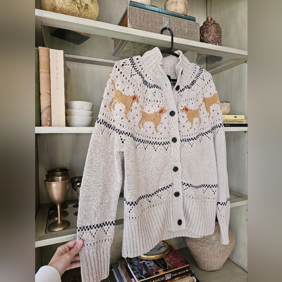 VTG LL Bean Women's Signature Cotton Fisherman Sweater, Labrador Fair Isle - Picture 10 of 13